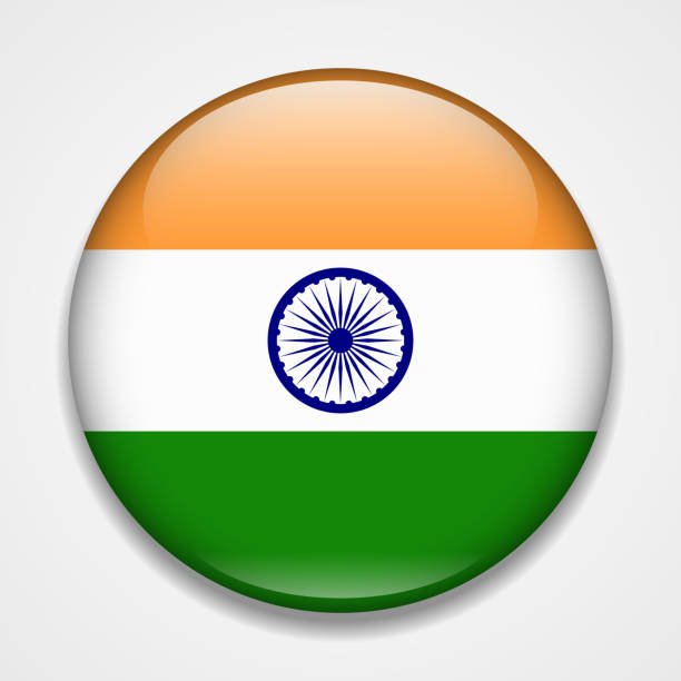 Flag of India. Round glossy badge
